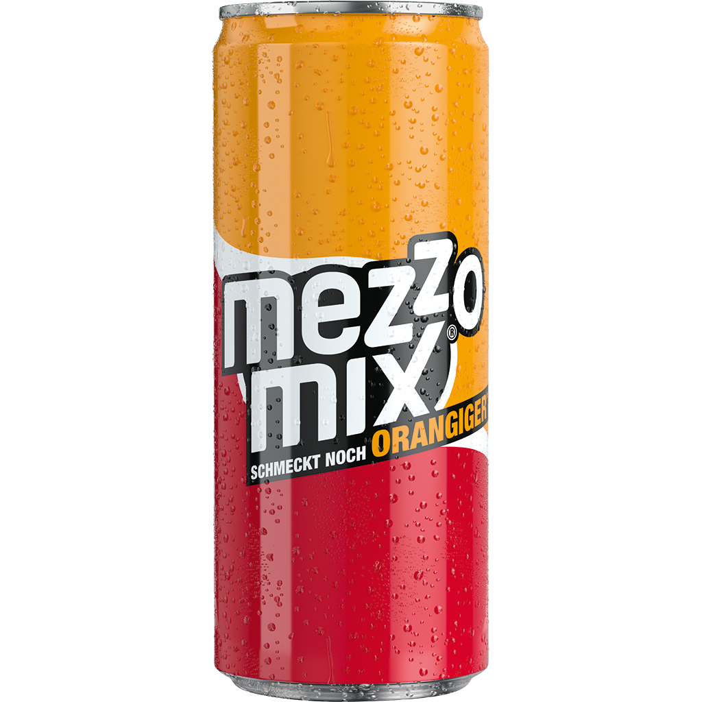Koffeinhaltiges Erfrischungsgetränk "Mezzo Mix" mit Pflanzenextrakten und feinem Orangengeschmack