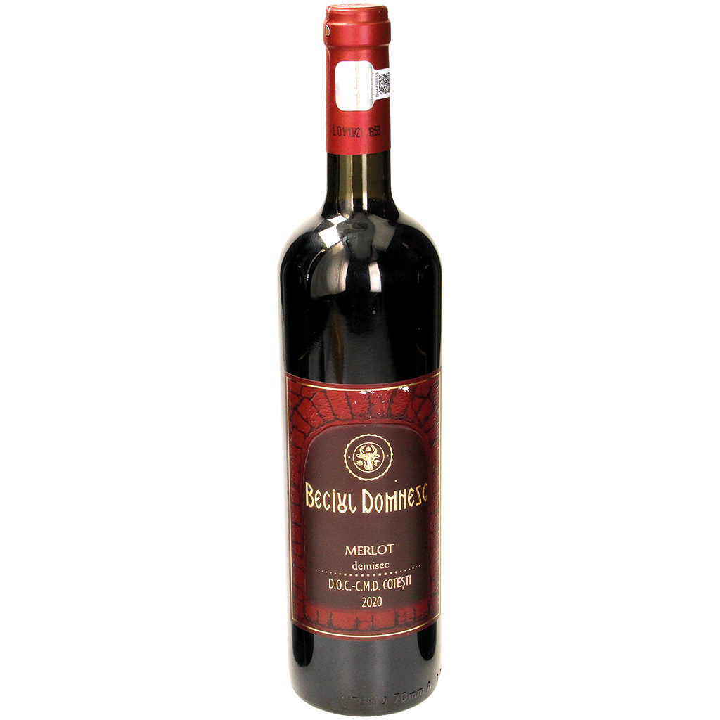 Rotwein "Merlot" aus Rumänien, halbtrocken, 13,5 % vol.