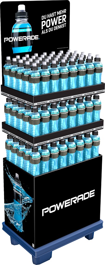 Display. Erfrischungsgetränk Powerade Sports Mountain Blast 144er Display
