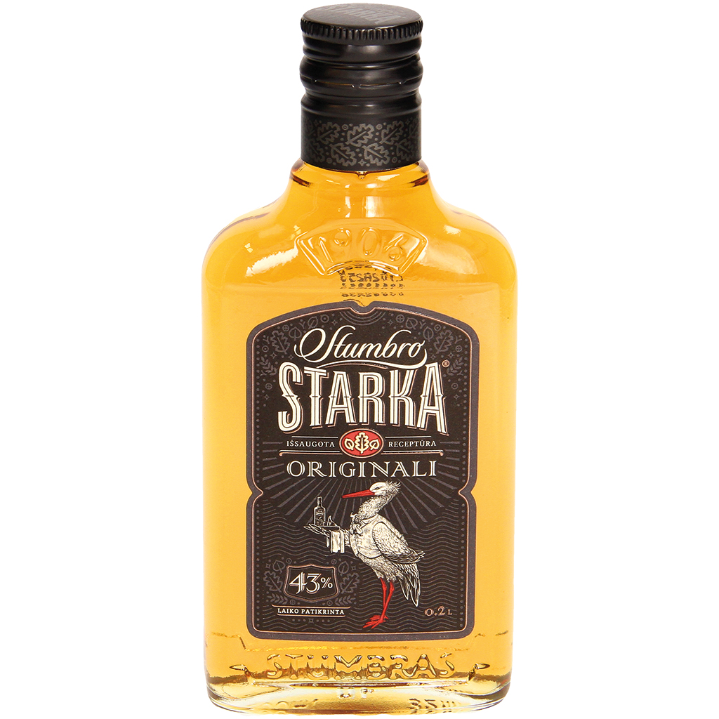 Boisson spiritueuse "Stumbras starka", avec colorant, 43% alc.