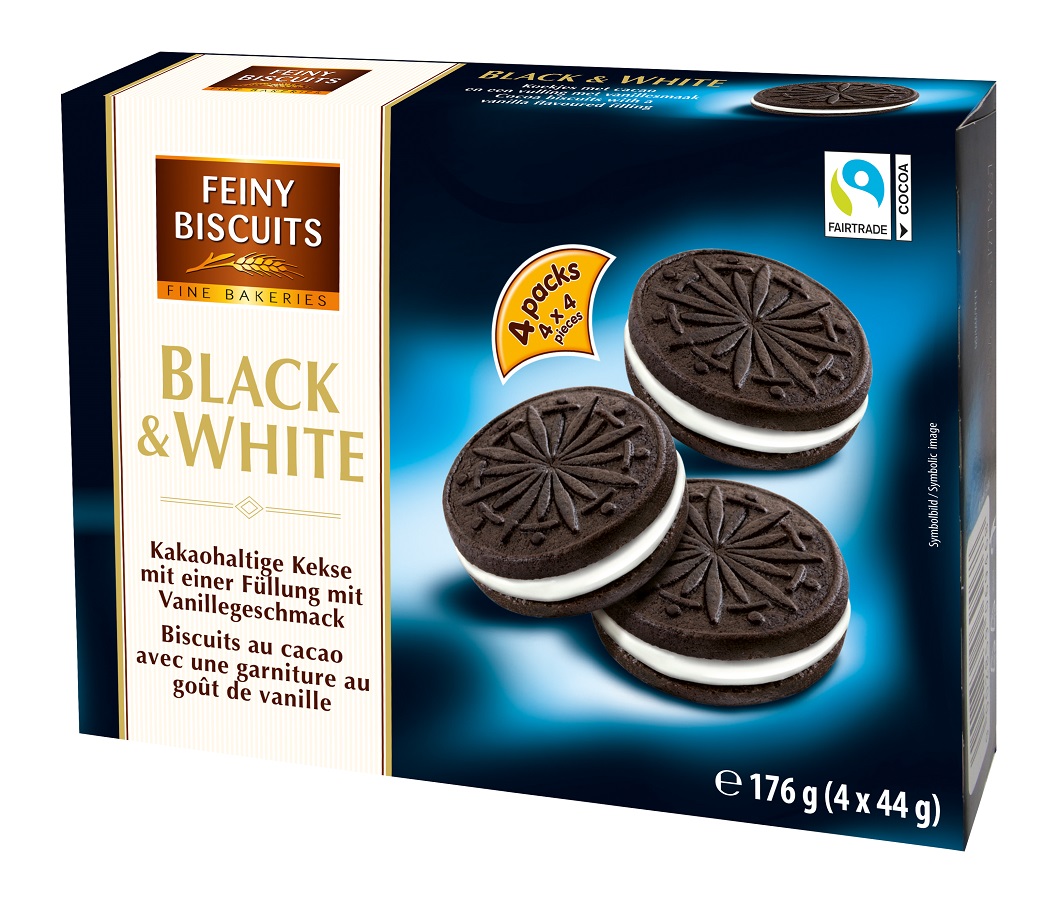 Kakaohaltige Kekse "BLACK & WHITE" mit Vanillegeschmack Füllung