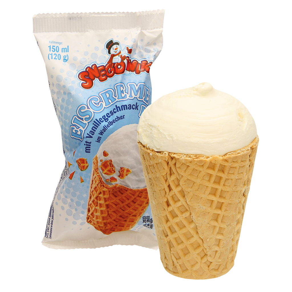 Crème glacée goût vanille dans un gobelet en gaufrette