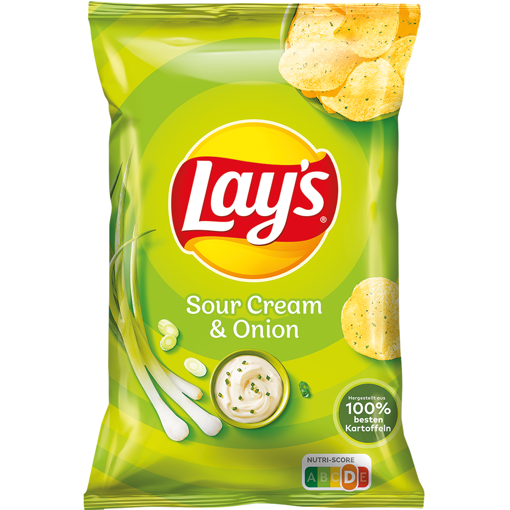 Kartoffelchips "Lays Sour Cream and Onion" mit Sauerrahm- und Pfeffer-Geschmack