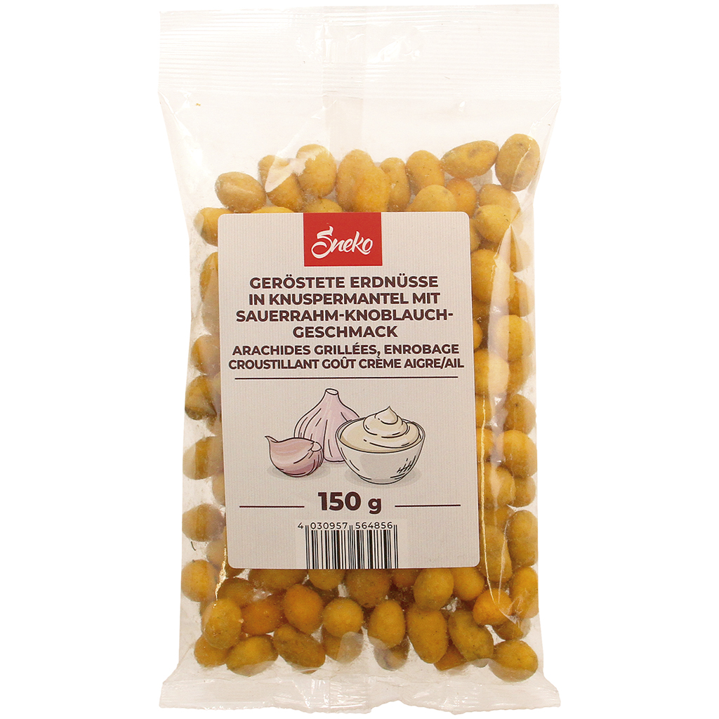 Geröstete Erdnüsse in Knuspermantel mit Sauerrahm-Knoblauch-Geschmack