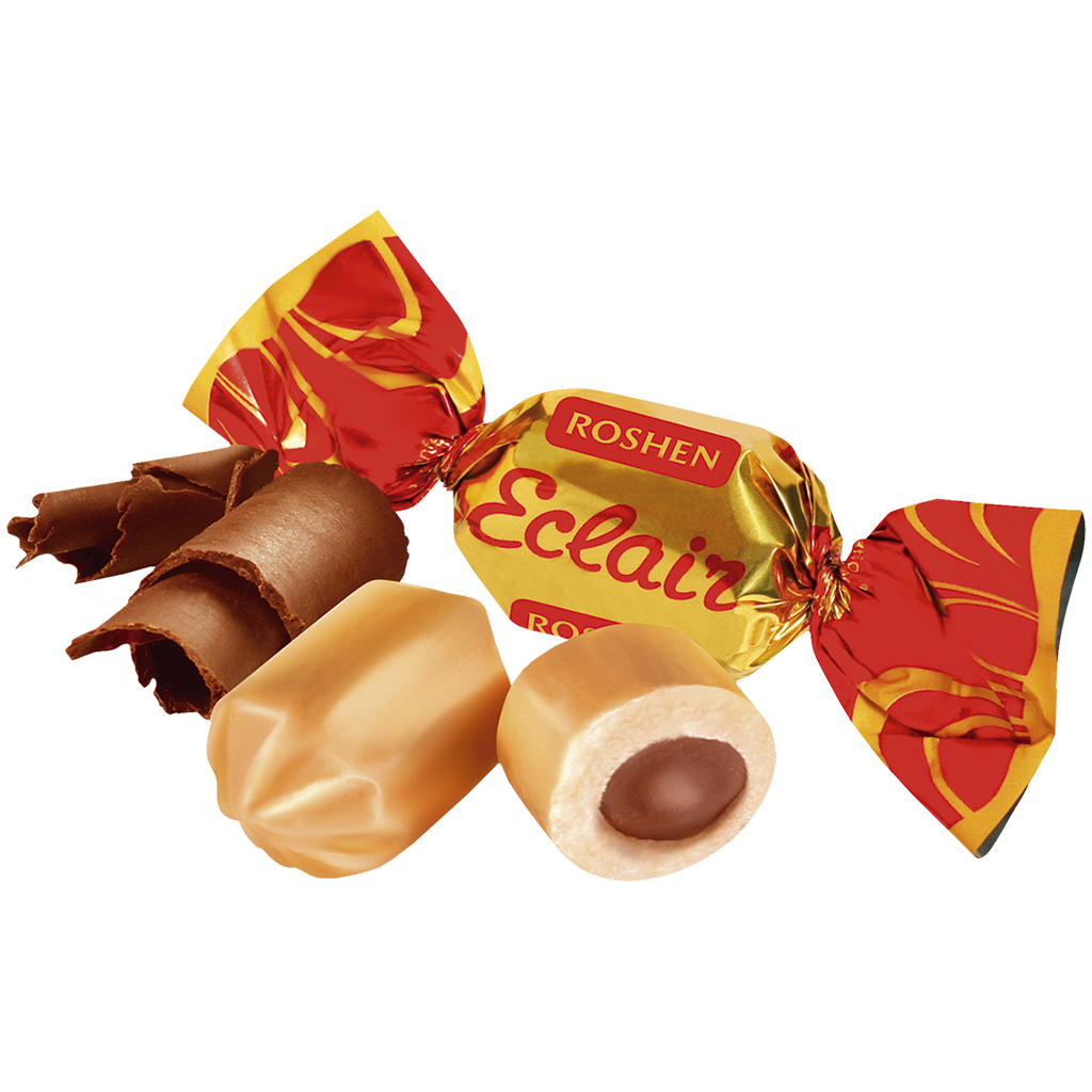 "Eclair" Gefüllte Weichkaramellen mit einer Füllung mit Kakaogeschmack. Füllung 18% /lose