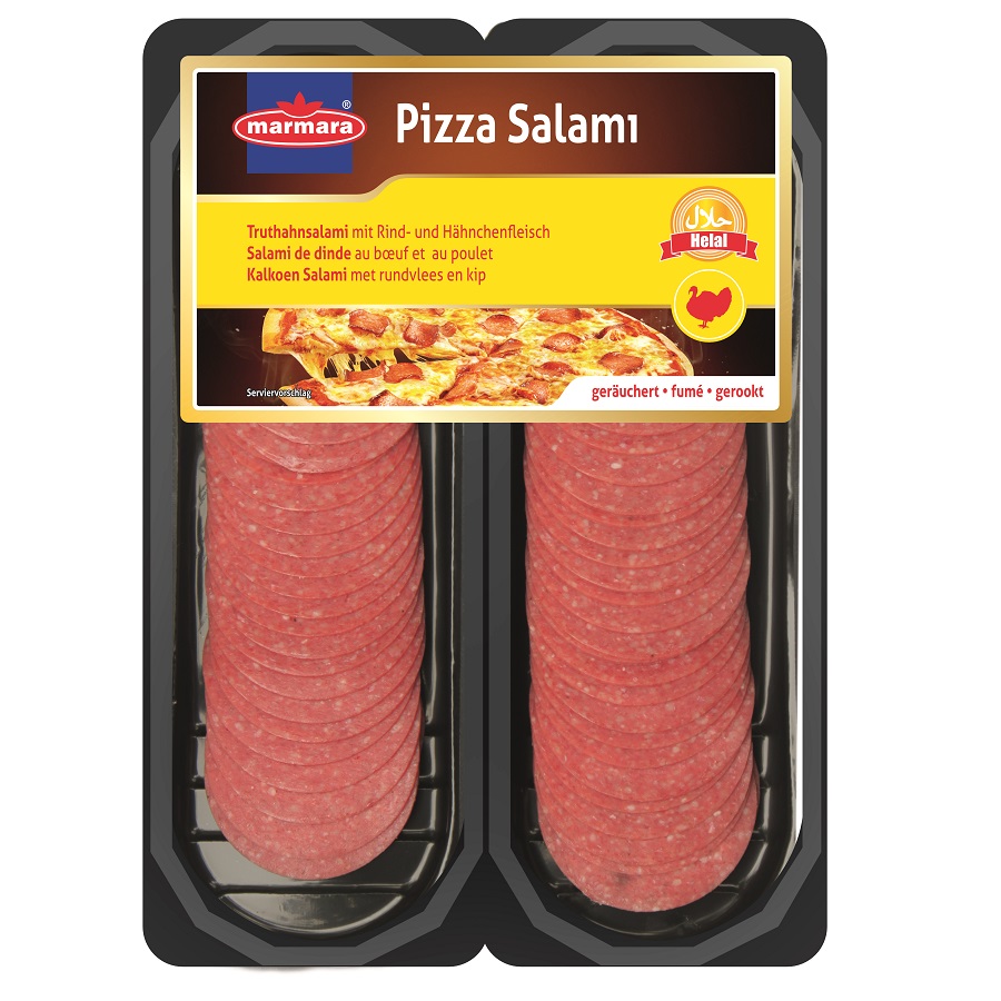 Truthahnsalami "Pizza Salami" mit Rind- und Hähnchenfleisch, geräuchert