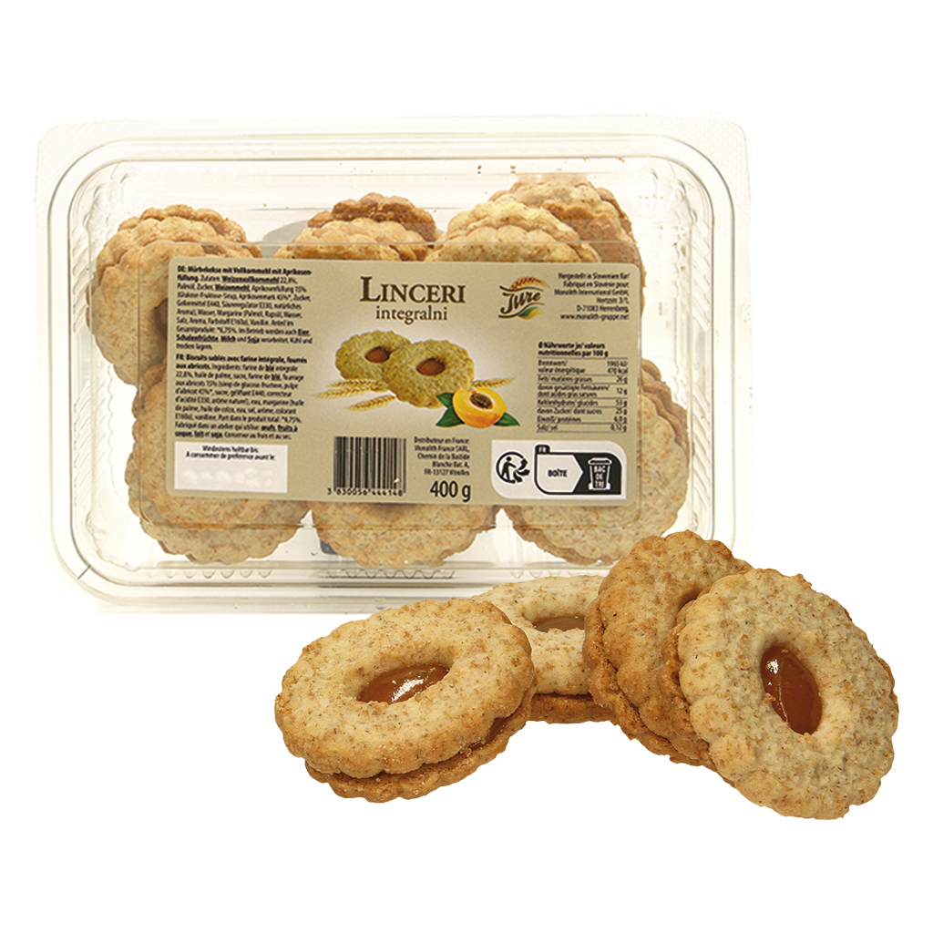 "Linceri integralni" - Biscuits sablés avec farine intégrale, fourrés aux abricots