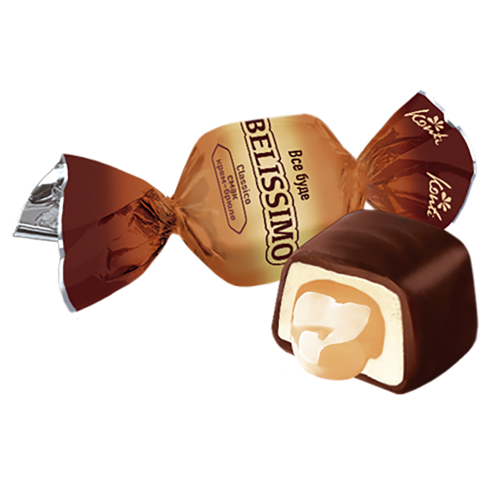 Konfekt "Belissimo Classik" mit Füllung mit Creme-Brulee Geschmack 20,1% in kakaohaltiger Fettglasur 20% /lose