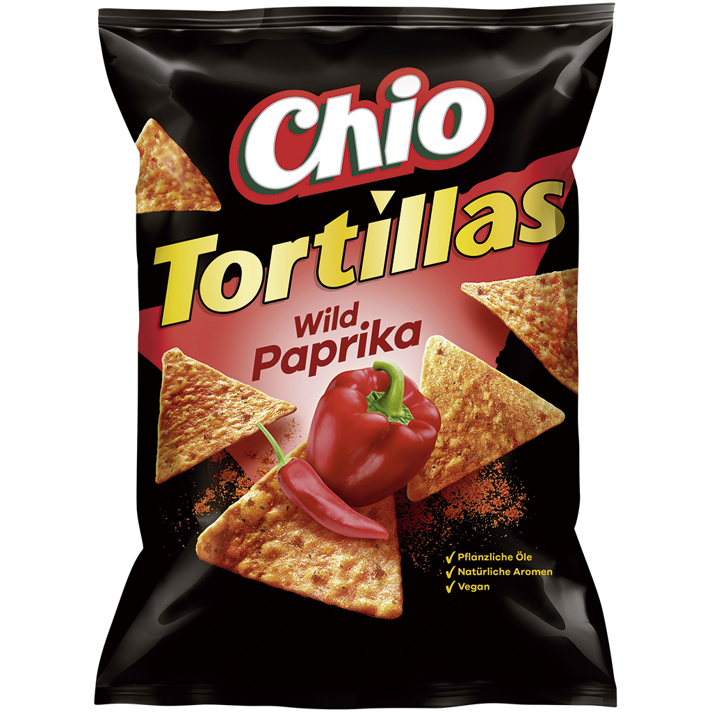 Chio Tortillas Wild Paprika, Mais-Snack mit Paprika-Geschmack
