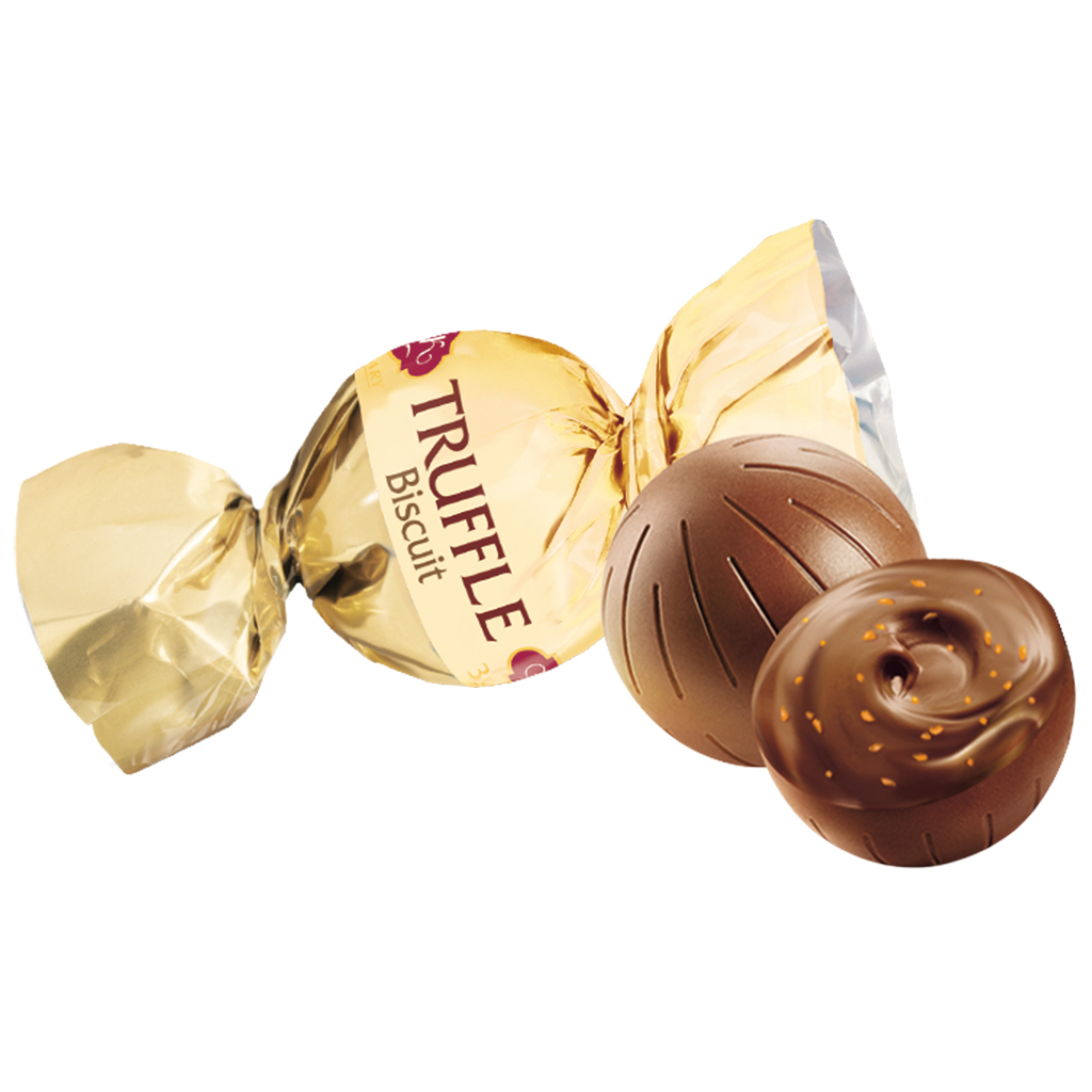 Konfekt "Truffle Biscuit" mit Keksgeschmack in kakaohaltigen Fettglasur 33% /lose