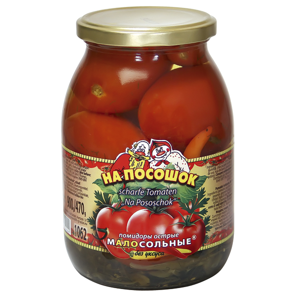 Eingelegte Tomaten "Na Pososchok", scharf