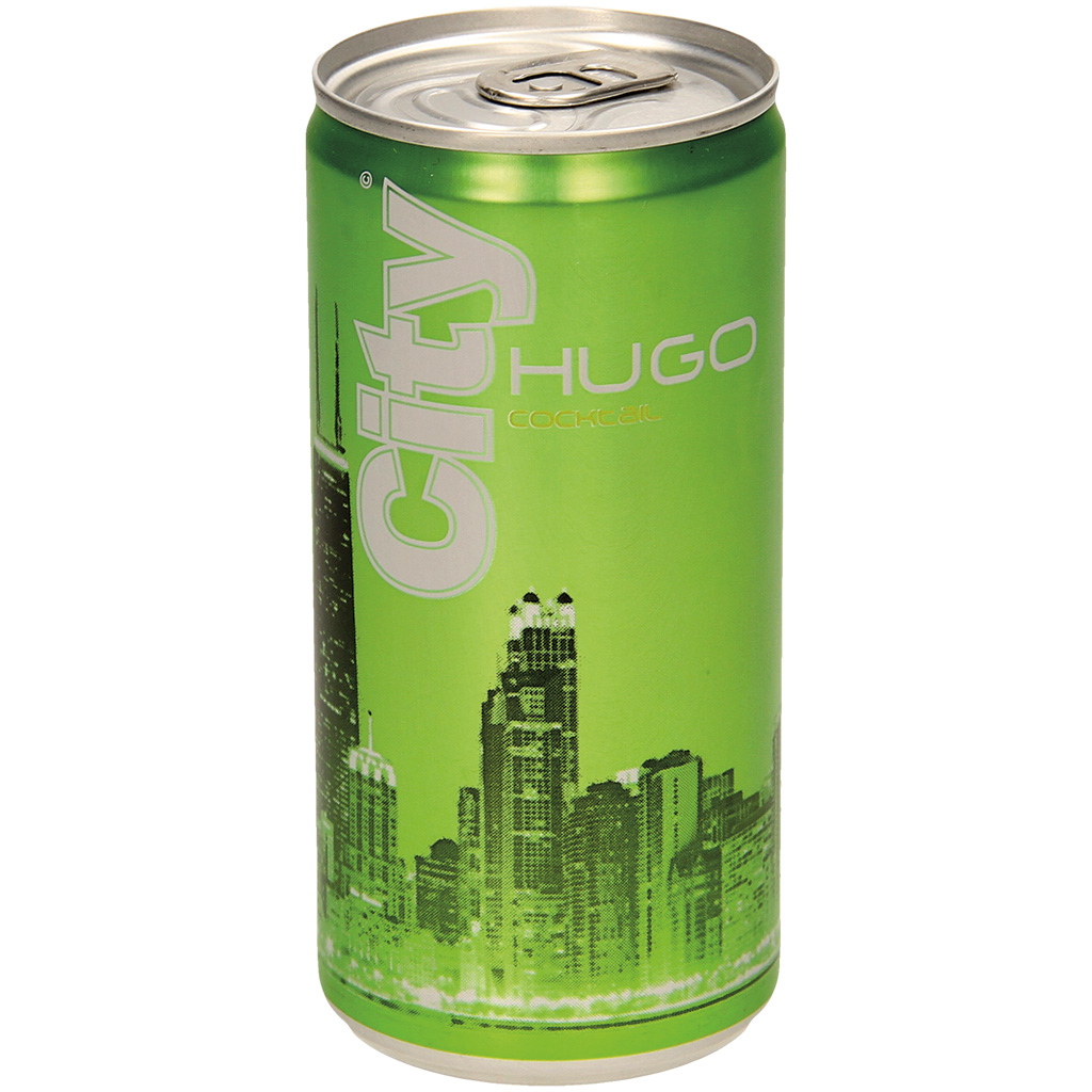 Aromatisierter weinhaltiger Cocktail mit Holunderblüten- und Limettengeschmack "City Hugo"