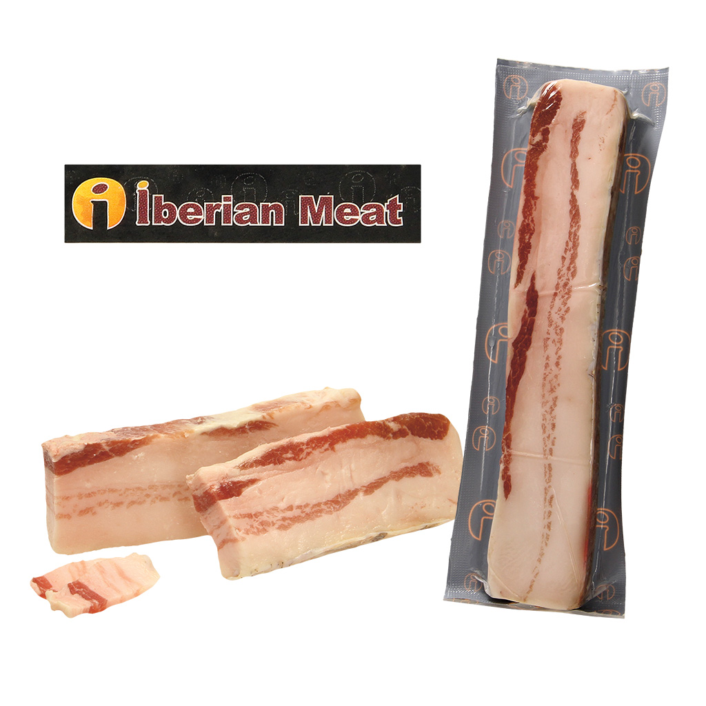Iberischer Schweinebauchspeck, mit Schwarte, gepökelt, gesalzen