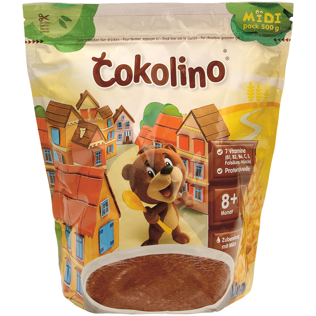 Cokolino - Getreidebrei ab dem vollendeten 8. Lebensmonat. Instant Getreideflocken mit Schokoladengeschmack und Vitaminen. Zur Herstellung von Brei.